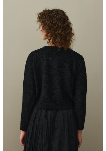 Büzgülü Viscone Hırka Siyah modelleri