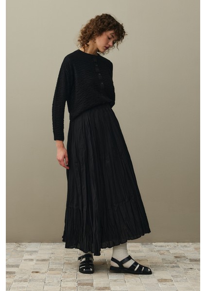 Büzgülü Viscone Hırka Siyah indirimleri