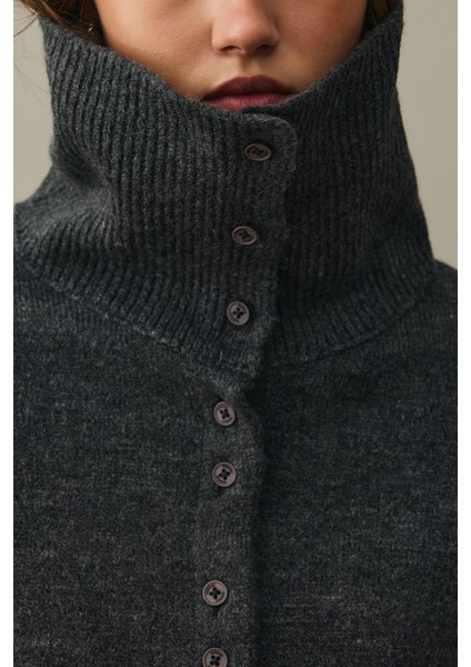 Geniş Yakalı Tiftik Hırka Antrasit fırsatları