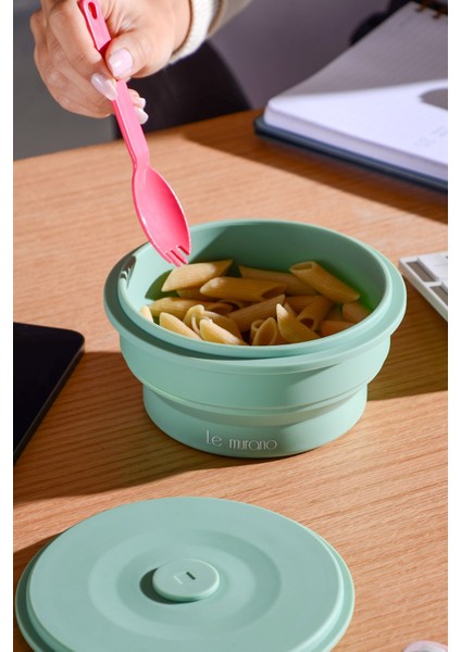 Mori Hava Sızdırmaz Yuvarlak Katlanabilir Silikon Saklama Kabı 600 ml | Yeşil fiyatları