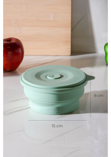 Mori Hava Sızdırmaz Yuvarlak Katlanabilir Silikon Saklama Kabı 600 ml | Yeşil indirimleri