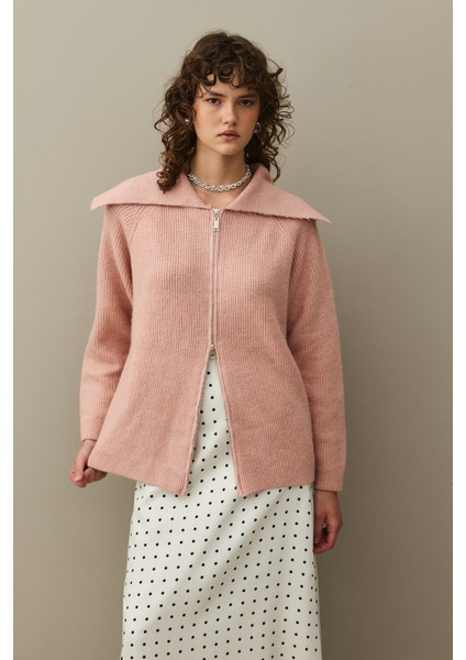 Fermuar Detaylı Hırka Pembe modelleri