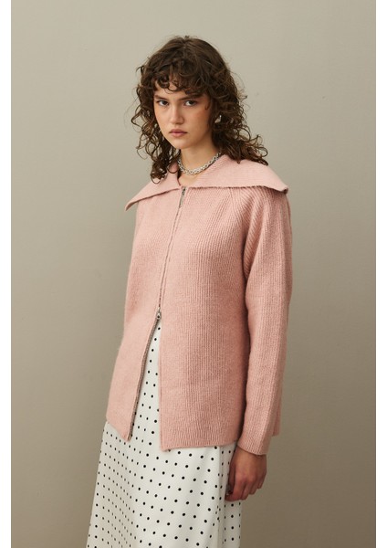 Fermuar Detaylı Hırka Pembe indirimleri