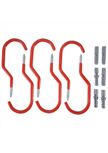 Bisiklet Askıları, Saklama Seti, Duvara Monte/tavan Plastik, Kırmızı 6'lı Paket (Yurt Dışından)