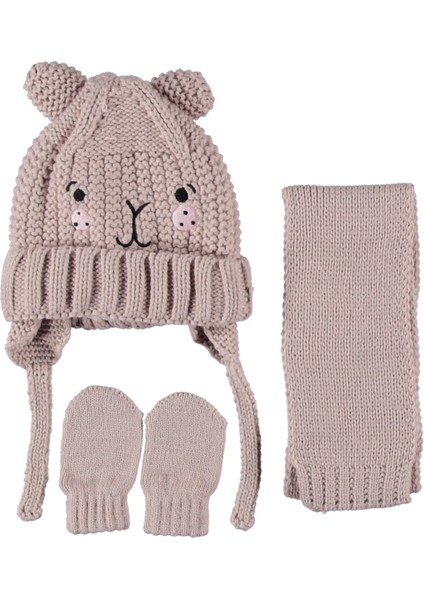 Kız Bebek Şapka-Atkı-Eldiven 3’lü Takım