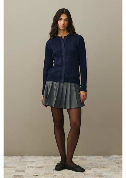 Simli Fitilli Hırka Lacivert