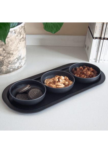 Home 3'lü Çerezlik ve Sunumluk Tepsi Seti - Siyah & Gold fiyatları