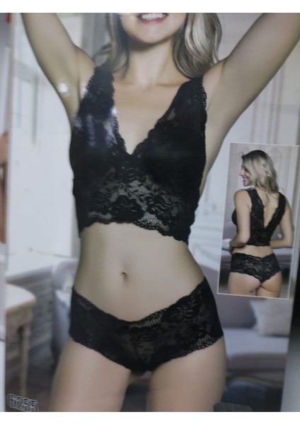 Kadın Fantezi Dantel Bralet-Boxer Takım