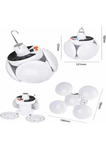 5 Kanatlı Bahçe Aydınlatma LED Askılı Solar Güneş Enerji USB Sarjlı indirimleri