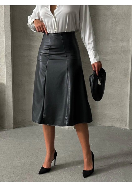 Komple Parçalı Deri Etek Siyah H26441 indirimleri