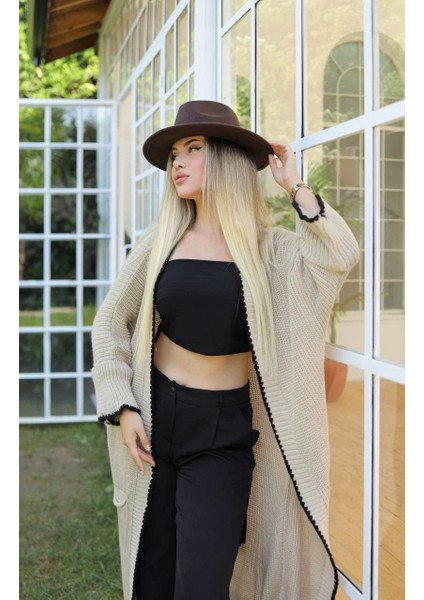 Uzun Hırka Çoban Dikiş Bej modelleri