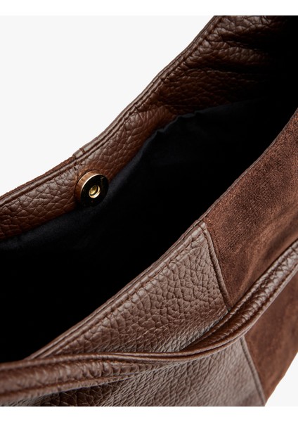 Suni Deri Detaylı Süet Görünümlü Hobo Çanta indirimleri