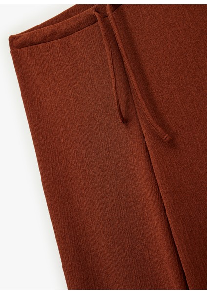 Beli Lastikli Bağlamalı Dokulu Uzun Geniş Paça Pantolon modelleri