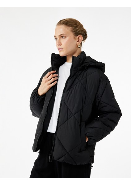 Polar Cep Detaylı Uzun Kollu Fermuarlı Su Itici Kapşonlu Kapitone Mont fiyatları