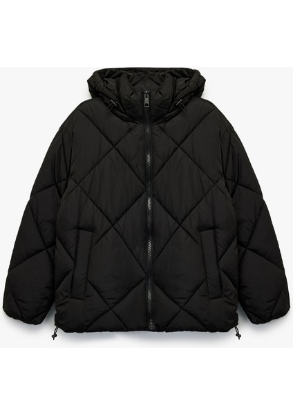 Polar Cep Detaylı Uzun Kollu Fermuarlı Su Itici Kapşonlu Kapitone Mont modelleri