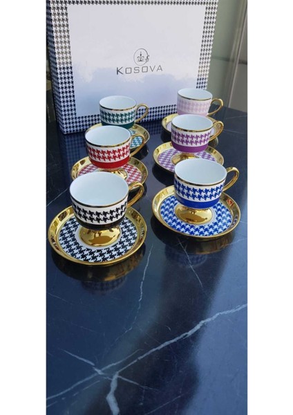 Muba Consept Kaz Ayağı Desenli Ayaklı 6'lı Kahve Fincan Takımı fiyatları
