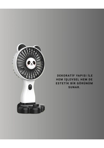 Panda Desenli USB Şarjlı Taşınabilir Mini Vantilatör indirimleri