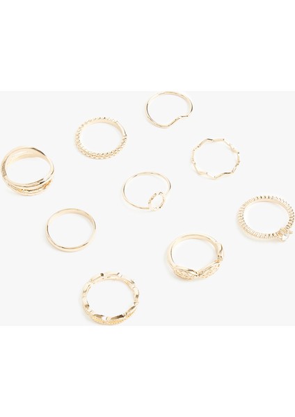 Taş Detaylı 9'lu Yüzük Seti modelleri