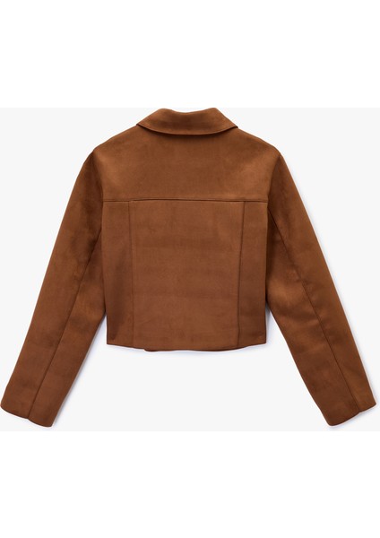 Fermuar Detaylı Uzun Kollu Klasik Yaka Cepli Suni Süet Ceket fiyatları