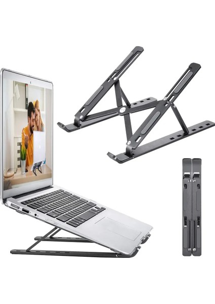 Katlanabilir Laptop Standı, Metal Dizüstü Bilgisayar Standı, Macbook, Notebook, 10-17 Inç Laptop Uyumlu, Taşınabilir Ergonomik Gümüş Bilgisayar Standı