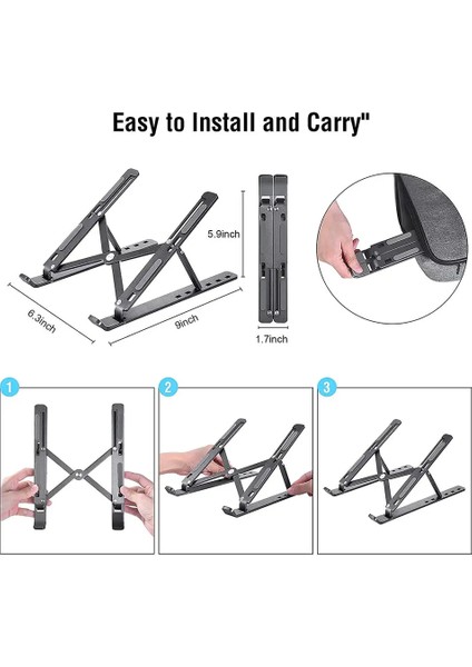 Katlanabilir Laptop Standı, Metal Dizüstü Bilgisayar Standı, Macbook, Notebook, 10-17 Inç Laptop Uyumlu, Taşınabilir Ergonomik Gümüş Bilgisayar Standı fiyatları