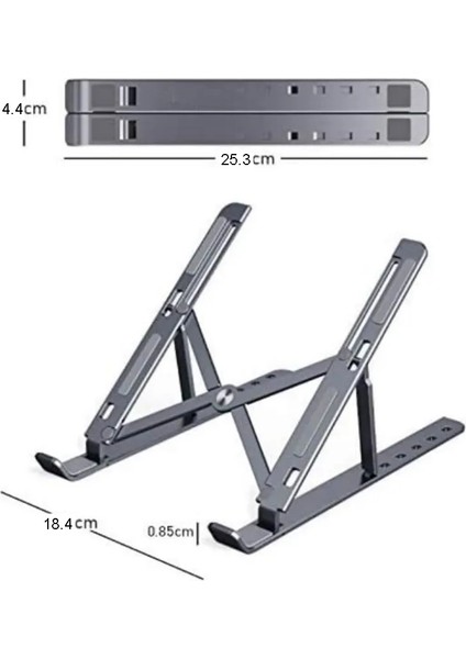 Katlanabilir Laptop Standı, Metal Dizüstü Bilgisayar Standı, Macbook, Notebook, 10-17 Inç Laptop Uyumlu, Taşınabilir Ergonomik Gümüş Bilgisayar Standı
