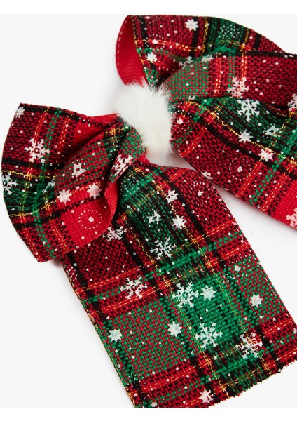 Ekoseli Fiyonklu Kar Desenli Yılbaşı Tokası modelleri