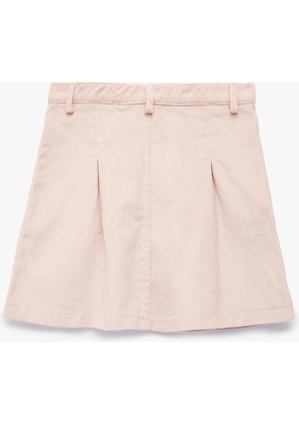 Düğmeli Diz Üstü Pileli Pamuklu Etek fiyatları