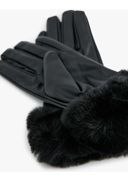 Suni Kürk Detaylı Suni Deri Eldiven modelleri