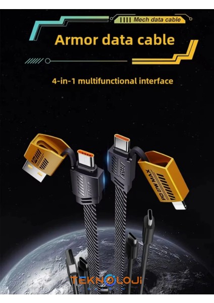 Şarj Kablosu 27W ve 65W Hızlı Şarj Type-C Iphone Hepsi Ile Uyumlu Paraşüt Ipinden Kopmaz Kablo