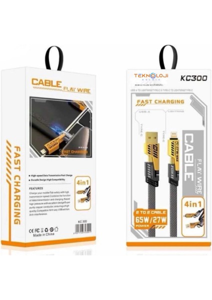 Şarj Kablosu 27W ve 65W Hızlı Şarj Type-C Iphone Hepsi Ile Uyumlu Paraşüt Ipinden Kopmaz Kablo