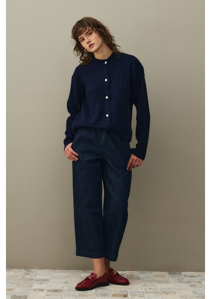 Saç Örgü Crop Hırka Lacivert fiyatları