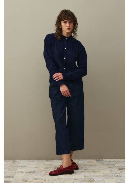 Saç Örgü Crop Hırka Lacivert modelleri