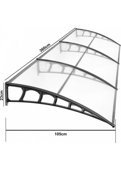 Lupın Kapı Pencere Üstü Pratik Sundurma 105X360 - Şeffaf fiyatları