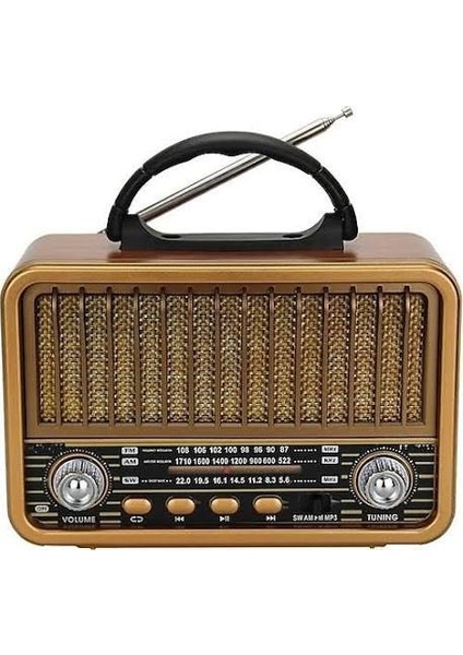 RT-841 Nostaljik Ahşap Görünümlü Bluetooth Radyo