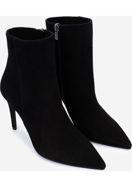 Kadın Hakiki Deri Siyah Süet Topuklu Bot 1074 2334 Bn Bot SK25-26 Sıyah Suet fiyatları