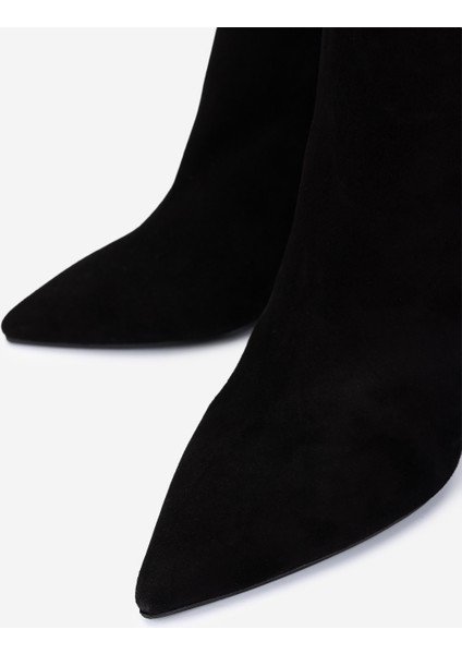 Kadın Hakiki Deri Siyah Süet Topuklu Bot 1074 2334 Bn Bot SK25-26 Sıyah Suet modelleri