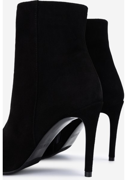 Kadın Hakiki Deri Siyah Süet Topuklu Bot 1074 2334 Bn Bot SK25-26 Sıyah Suet fırsatları