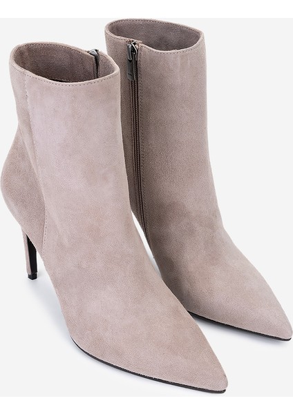 Kadın Hakiki Deri Vizon Süet Topuklu Bot 1074 2334 Bn Bot SK25-26 Vızon Suet fiyatları