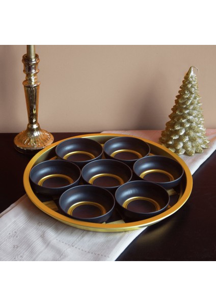 Home 7'li Çerezlik ve Tepsi Seti - Dama