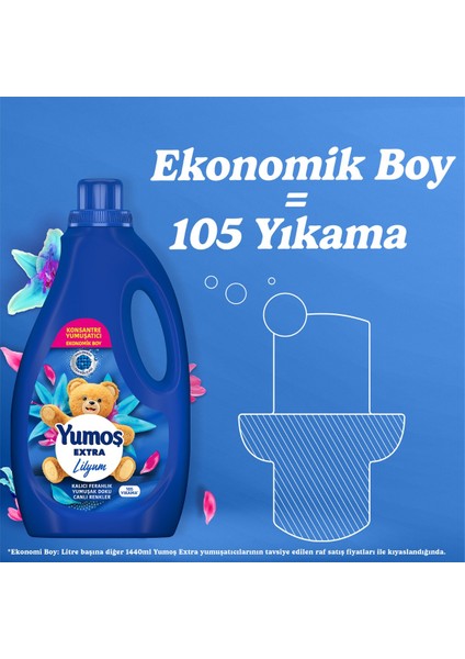 Extra Konsantre Çamaşır Yumuşatıcısı Lilyum 105 Yıkama 2520ML X2