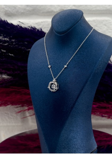 925 Ayar Gümüş Özel Tasarım Kuzey Yıldızı Modeli Zarif Kadın Kolye