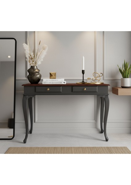 100 cm Masif Çekmeceli Lükens Antrasit Ceviz Dresuar