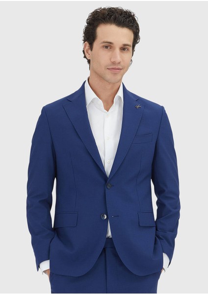 Mavi Çizgili Zeroweight Slim Fit Yün Karışımlı Takım Elbise fiyatları