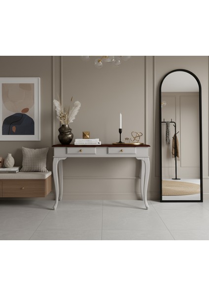 100 cm Masif Çekmeceli Lükens Açık Gri Ceviz Dresuar