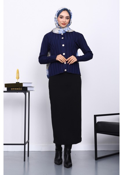 Lacivert Soğuk İplik Düğmeli Hırka fiyatları
