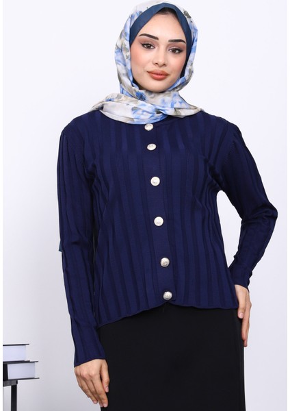 Lacivert Soğuk İplik Düğmeli Hırka modelleri