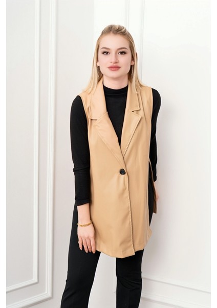 Arden Luxe Deri Şardonlu Uzun Yelek 9086 modelleri