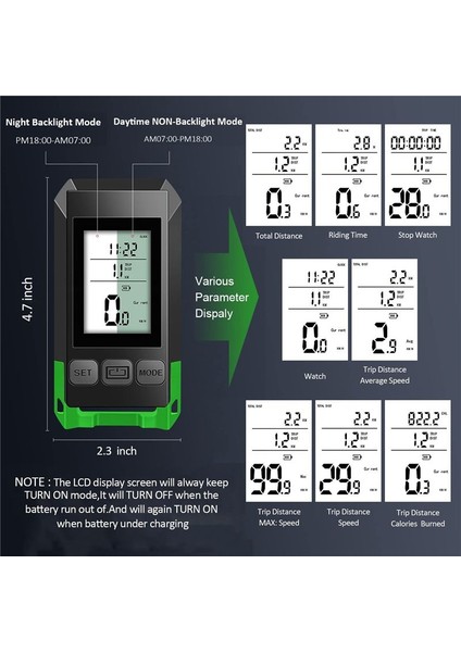LCD Ekranlı 4'ü 1 Arada Bisiklet Farı-C (Yurt Dışından) fiyatları