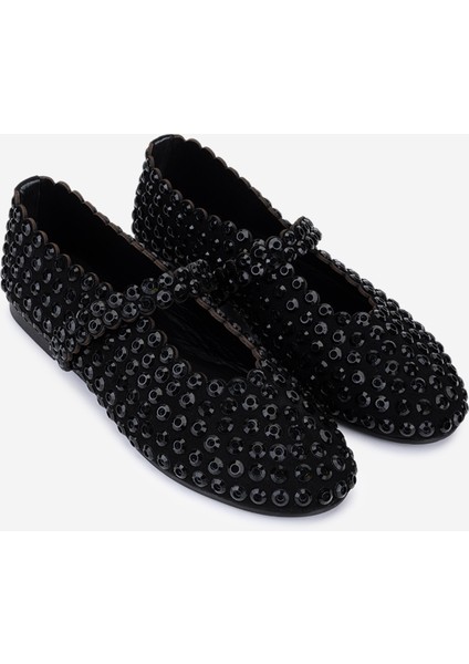 Kadın Hakiki Deri Siyah/siyah Taş Babet Ayakkabı 35 2880 Bn Ayk SK25-26 Syh Suet/syh Tas fiyatları